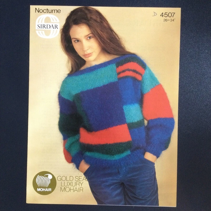 Sirdar Mohair Jumper 80s 4507 Vintage Knitting Pattern 26/34" Original Copy - Image 1 of 1