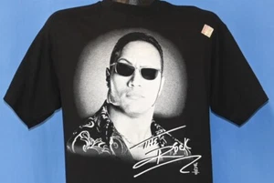 vintage Y2K WWF DWAYNE THE ROCK JOHNSON PORTRAIT DEADSTOCK t-shirt WRESTLING M - Picture 1 of 6