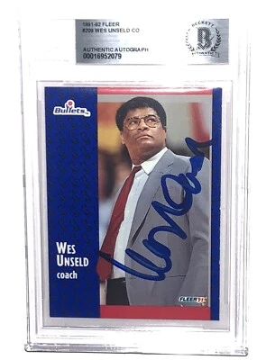 Tarjeta firmada por Wes Unseld 1991 Fleer Card Bullets certificado de autenticidad losa Foto 1 de 4