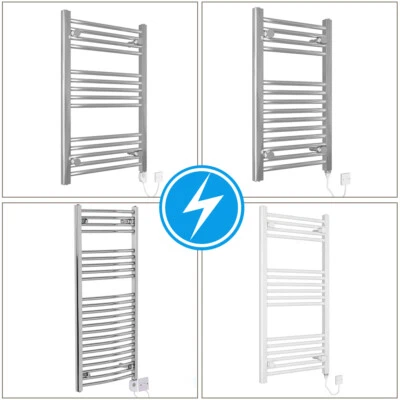 Electric Bathroom Heated Towel Rail Radiator Straight Curved Pre-filled Designer