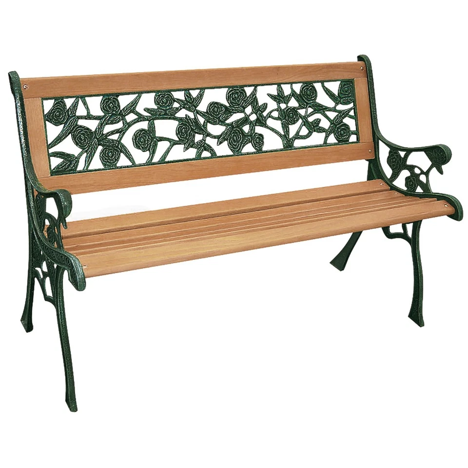 Gartenbank Gusseisen Holz Parkbank Sitzbank massiv Metall Holz Bank Holzbank neu - Bild 1 von 1