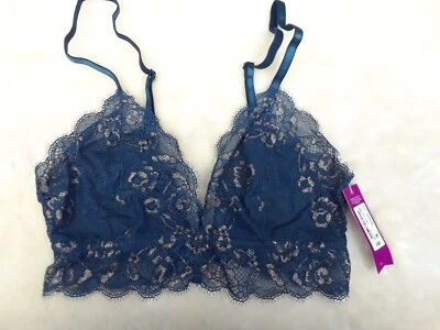 AMBRIELLE Wireless LACE Bralette LIGHT Navy Lurex blue [CHOOSE SIZE] New w/Tags - Image 1 of 4