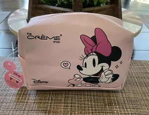 NWT Disney Minnie & Mickey Mouse Cosmetic Bag The Creme Shop Pink Lined Hearts - Picture 1 of 7