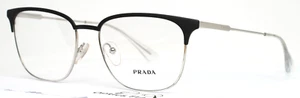 PRADA VPR59U 1BO-1O1 Black Silver Unisex Rectangle Full Rim Eyeglasses 55-17-150 - Picture 1 of 13