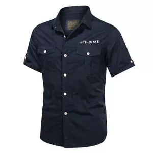 Neu Herren Militär kurzärmelige Shirts Luftwaffe Armee Baumwolle Hemden Shirts Tops - Bild 1 von 14