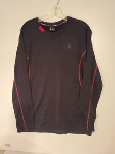 Spyder Shirt Adult L Black Long Sleeve ProWeb Microfleece Active Mens 5-11 - Picture 1 of 7