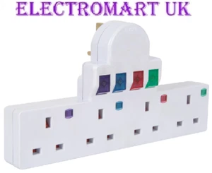 4 WAY GANG EXTENSION MULTI PLUG IN 13A MAINS SOCKET ADAPTER SPIKE SURGE PROTECT - Picture 1 of 1