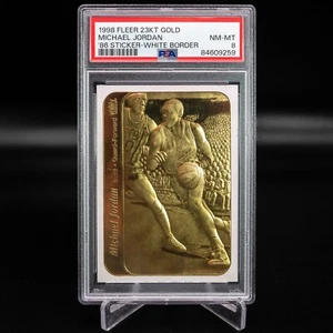 1998 Fleer 23KT Gold MICHAEL JORDAN 1986 Sticker White Border PSA 8 Bulls - Picture 1 of 2