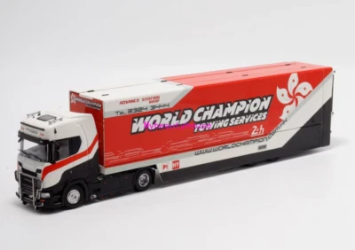 1:64 Scania S730 World Enclosed Double Deck Truck Model Diecast Metal Car - Image 1 of 4