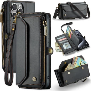 CaseMe-C36 für iPhone Brieftasche Handgelenk Schulterriemen 3 in 1 PU Leder Tasche Hülle - Bild 1 von 22