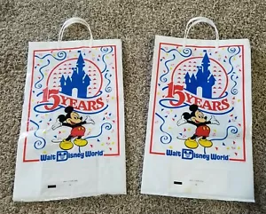 Bolsa de compras de plástico vintage Walt Disney World 15 años 16" Mickey Mouse lote 2 - Imagen 1 de 1
