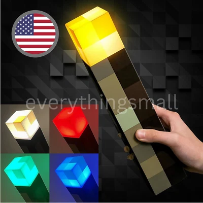 4 Farben Minecraft Taschenlampe Wiederaufladbar Tragbar Nacht LED Licht - Bild 1 von 4