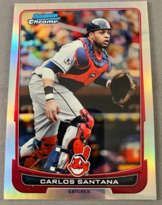 2012 Bowman Chrome Refractors #51 Carlos Santana Cleveland Indians MLB Baseball - Image 1 of 2