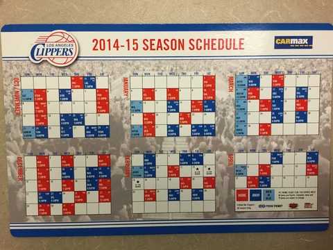 LA Clippers 2014-2015 Official Season Schedule Magnet NBA Los Angeles New SGA Cover