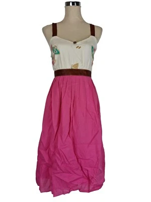 Lauren Moffatt плиссированные хлопковое платье с кожаным ремешком и шелковой отделкой - Великобритания 4 или Великобритания 6 - Изображение 1 из 4