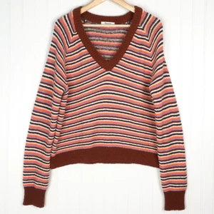 Madewell Womens Pullover Sweater Multicolor Striped Cotton Long Sleeve V Neck M - Picture 1 of 4