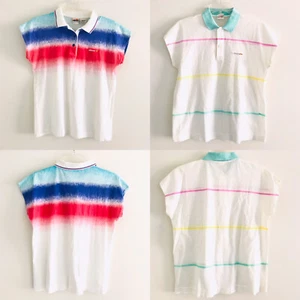 Camisa Polo Ellesse Para Mujer Talla 0 Blanco Cuello a Rayas Henley Mangas Cortas Algodón - Imagen 1 de 24