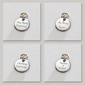 Any Engraving! 925 Sterling Silver Round Charm Engraved Jewellery Engravable - Picture 1 of 12