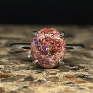 Glimmering Mexican Fire Cabochon Opal Ring - Picture 1 of 4