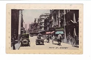 SYDNEY , PITT STREET Tram Horse drawn vehicles Car People c.1910 AUSTRALIA - Foto 1 di 2