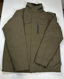 Giacca uomo Rugged Elements S verde full zip con cappuccio antivento foderata impermeabile - Foto 1 di 17