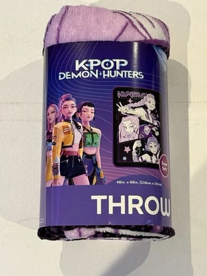 FLEECE BLANKET 78 Authentic KPOP Demon Hunters Huntrix Pop Stars Throw Blanket Kids 46x60 Purple