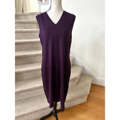 Vintage 90s Talbots Plum Purple Silk Wool Cashmere Sleeveless Sweater Dress - Image 1 of 4
