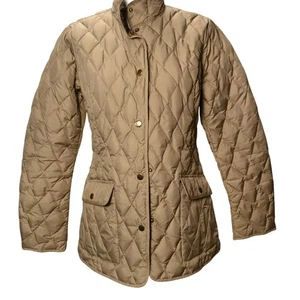 Eddie Bauer Quilted Goose Down Jacket Women's Medium M Tan Lightweight Coat - Picture 1 of 6