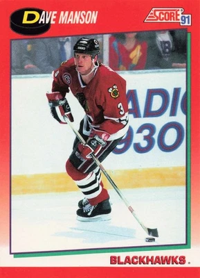 1991-92 Score Hockey Card Canadian Dave Manson Chicago Blackhawks #152 - Image 1 of 2