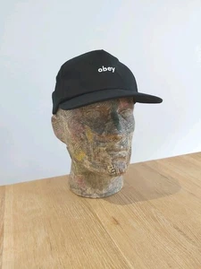 Obey Mens Adjustable Snapback Cap Hat Black Small Logo Skateboarding Skater - Picture 1 of 6