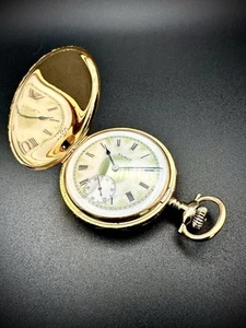 Near Mint 1918 Solid 14k Gold Elgin 17j 16s Hunter Pocket Watch Serviced - Picture 1 of 24