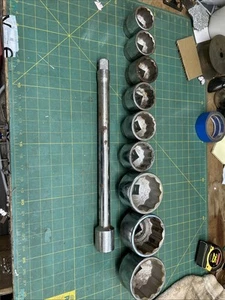 1” Drive 9 pc Socket Set 1-11/16” - 31/8” & Extension Large Heavy Duty Taiwan - Picture 1 of 15