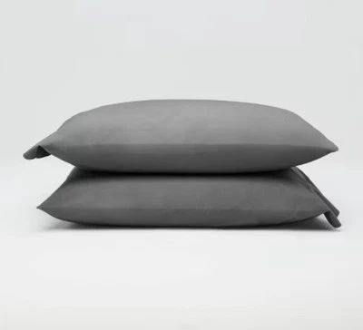 Washed Supima Percale Solid Pillowcase Set - Casaluna  - Dark Gray - NEW - Image 1 of 4