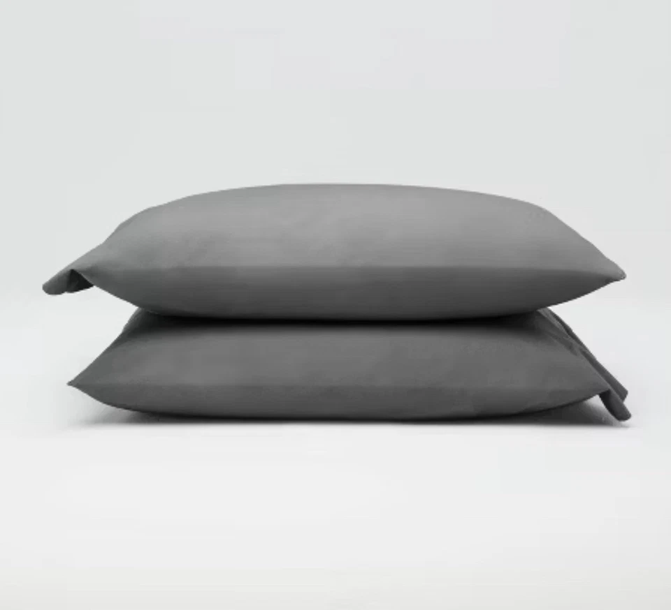 Casaluna Supima Cotton Percale Pillowcase Set King Dark Grey