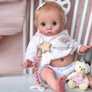 Muñeca bebé renacida Peeka 16" realista niño enraizado cuerpo de tela para el cabello con juguete para el vientre - Imagen 1 de 1