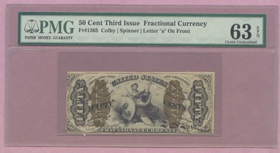 Fractional Currency, 50c Fifty Cents, Third Issue, FR-1365, Scarce, PMG 63 EPQ - Image 1 of 2