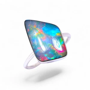 Hearthstone' Genuine Australian Opal Ring 925 Silver Sz 7 Free Re-Size P10 - Picture 1 of 4