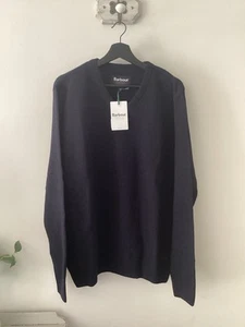 Nuevo con etiquetas Jersey Para Hombres Barbour Azul Marino Nelson 100% Lana Cuello en V, Reino Unido Talla XL, Etiquetado - Imagen 1 de 4