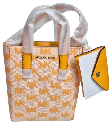 Bandolera Michael Kors Vincent Extra-Pequeña Logo Jacquard y Estuche para Tarjetas Naranja Pop Foto 1 de 4