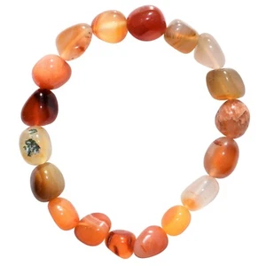 CHARGED Carnelian Agate (Riverbed) Crystal Bracelet Stretchy Tumble Polished - Picture 1 of 8
