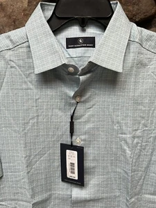 HART SCHAFFNER MARX Micro Tweed S/S Woven Shirt Mens M,L,XL TEAL NWT ST5WH304 - Picture 1 of 4