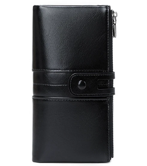 Portafoglio Donna Grande Capacità Doppia Zip Porta Carte Blocco RFID Borsello Donna - Immagine 1 di 1