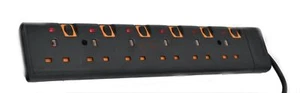 EXTENSION NOIRE 2M 6 VOIES COMMUTÉE BANDE FIL D'EXTENSION PROTÉGÉ AVEC INDICATEURS LED - Photo 1/3