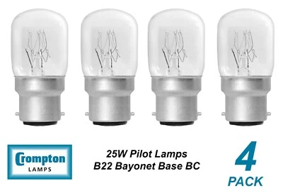 4 x 25W Clear Pilot Light Globes Bulbs Lamps B22 Bayonet BC 10181 - Image 1 of 2