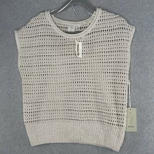 NUEVO CON ETIQUETAS Joie Brillante Beige Crema Tejido Abierto Suéter Chaleco Pullover Mujer Pequeño - Imagen 1 de 9