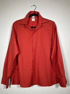 Craig Taylor Tess Fit Button Up Collared Shirt Blouse Really Red Chevron Large - Picture 1 of 13