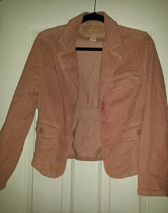 junios STAR corderouy jacket rose color size medium EUC fitted v- neck - Picture 1 of 4