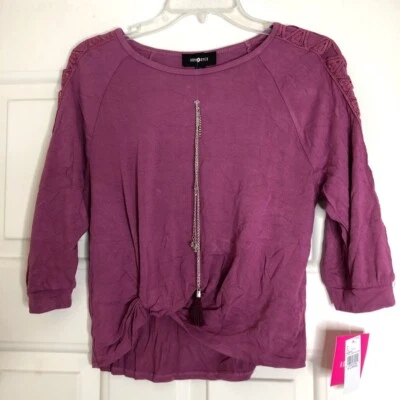 Amy Byer Girls' Big Twist Front Lattice Sleeve Shirt, Quartz, X-Large**STAINED** - Image 1 of 4