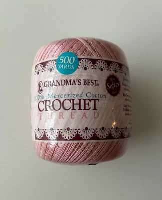 Grandma's Best 100% algodón mercerizado hilo de ganchillo 502 rosa claro 500 YDS Foto 1 de 3