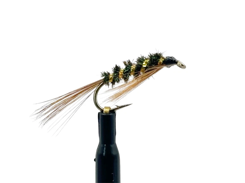 PREDATOR FLIES 3 Diawl Bach Holo Gold Forellen Fliegen Angeln Fliegen Größen 10, 12, 14